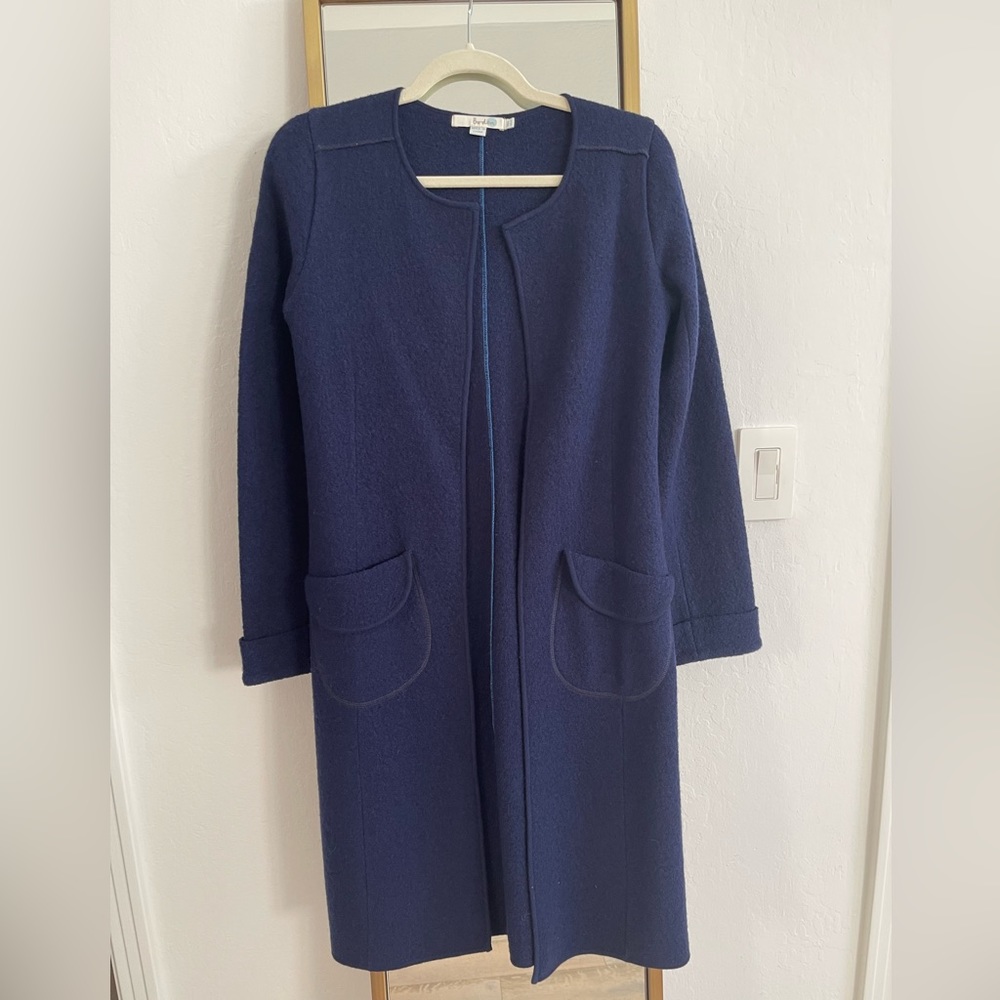 Boden navy boiled wool coatigan SZ 2